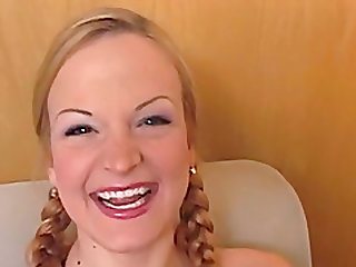 Nasty blonde chick plows her twat with a massive sex toy