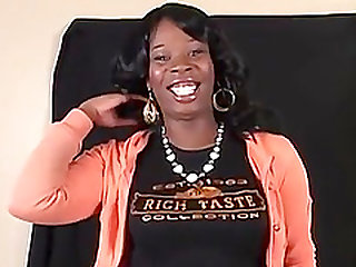 Ebony slut bends over for a stud's massive black tool