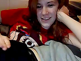 Redhead Girl sucks his BF dick on Cam