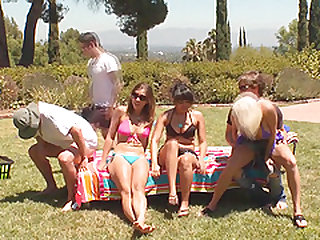 Annie Cruz and Lylith Lavey join a bunch of men for an outdoor orgy