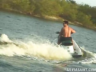 Brooke Lane fucks Peter North in a boat and gets cum on her face